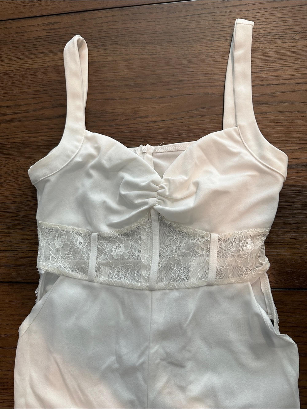 SHEIN White Wide-Leg Jumpsuit with Lace Waist Detail - Picture 3 of 5